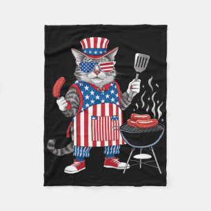 Cat Meowica 4. Juli Katze Amerikanische Flagge Kat Fleecedecke