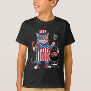 Cat Meowica 4. Juli Katze Amerikanische Flagge Kat T-Shirt