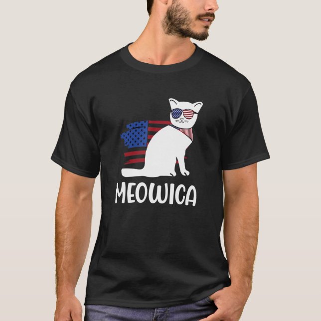 Cat Meowica 4th of July Boys Girls Men  cat T-Shirt (Vorderseite)