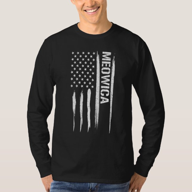 Cat Meowica - American Flag Sayings T-Shirt (Vorderseite)