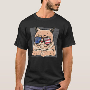 Cat Meowica Usa Flag Sonnenbrille für Kitten Felin T-Shirt