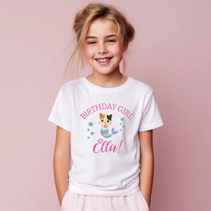 Cat Meowmaid Mermaid Girl Birthday Party T-Shirt