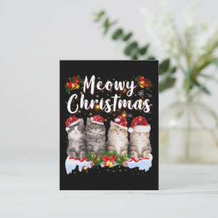 Cat Meowy Familie Matching Weihnachten Pajamas San Postkarte