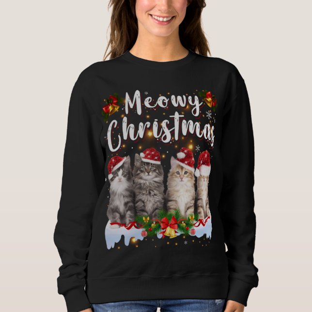 Cat Meowy Familie Matching Weihnachten Pajamas San Sweatshirt (Vorderseite)