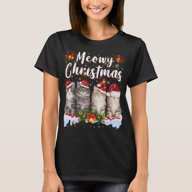 Cat Meowy Familie Matching Weihnachten Pajamas San T-Shirt (Vorderseite)