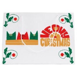 Cat Meowy Weihnachtsgeschenktasche Große Geschenktüte