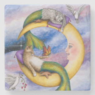 Cat Mermaid 29 Steinuntersetzer