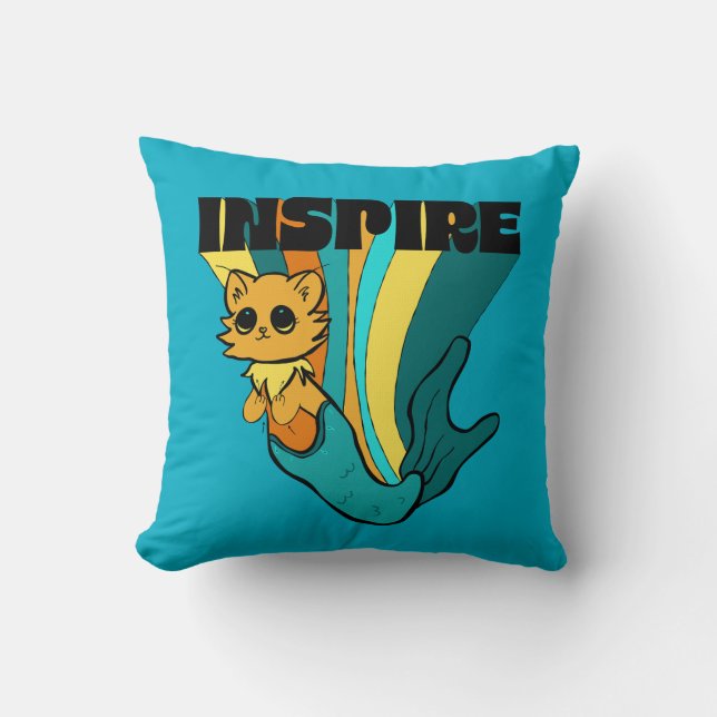 Cat Mermaid ASL Inspiriere Spiral Foto Notebook Kissen (Vorderseite)