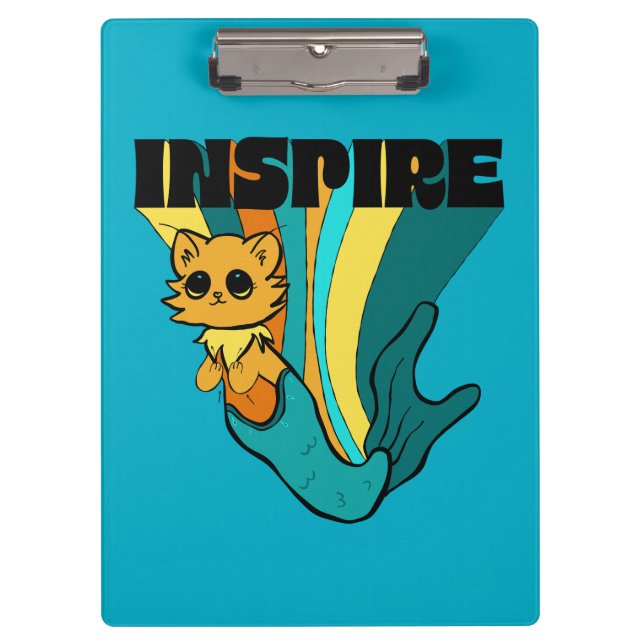 Cat Mermaid ASL Inspiriere Spiral Foto Notebook Klemmbrett (Vorderseite)