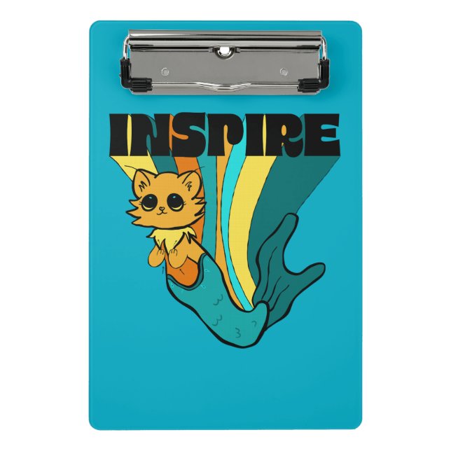 Cat Mermaid ASL Inspiriere Spiral Foto Notebook Mini Klemmbrett (Vorderseite)