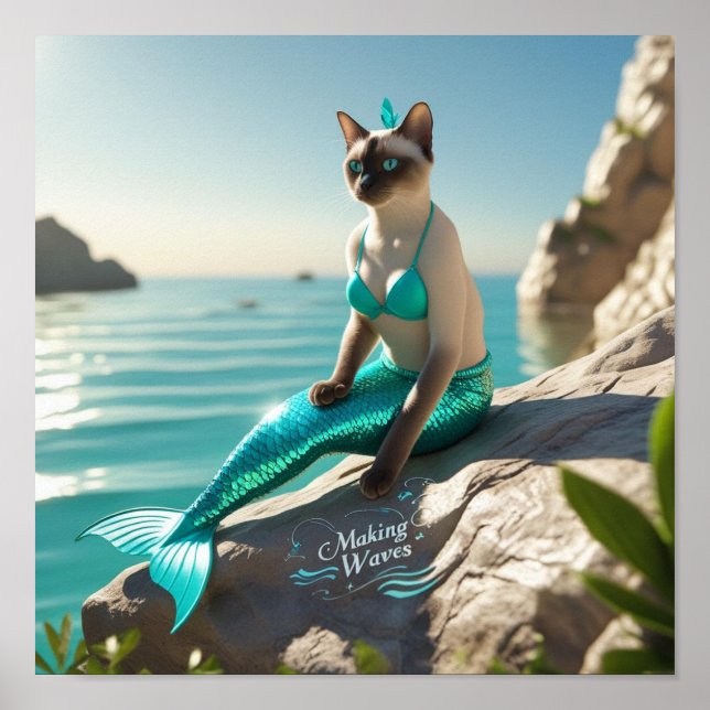 Cat Mermaid for Siamese cat lovers Poster (Vorne)