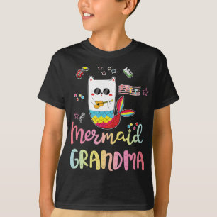 Cat Mermaid Oma Funny Großmutter Familienmatte T-Shirt