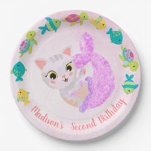 Cat Mermaid Purrmaids Birthday Plate