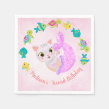Cat Mermaid Purrmaids Birthday Plate
