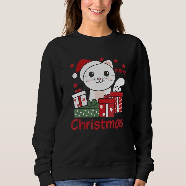 Cat Merry Christmas Winter Animals Cats Christmas  Sweatshirt (Vorderseite)