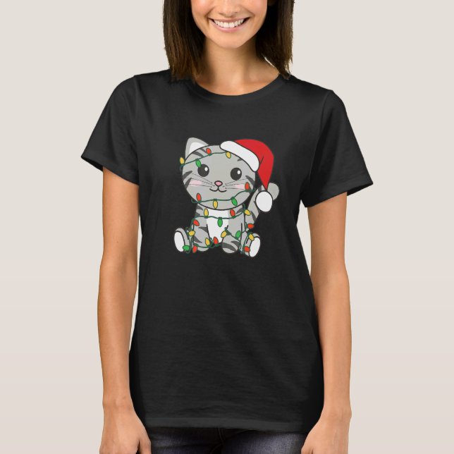 Cat Merry Christmas Winter Animals Cats Christmas  T-Shirt (Vorderseite)