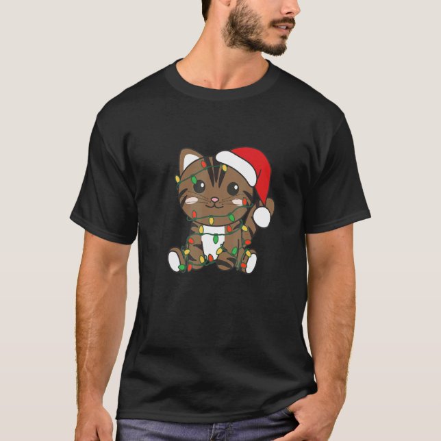 Cat Merry Christmas Winter Animals Cats Christmas  T-Shirt (Vorderseite)