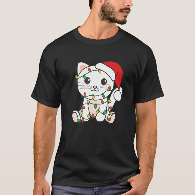 Cat Merry Christmas Winter Animals Cats Christmas  T-Shirt (Vorderseite)