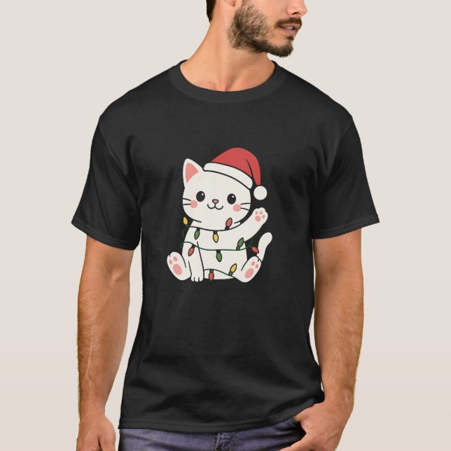 Cat Merry Christmas Winter Animals Cats  T-Shirt (Vorderseite)