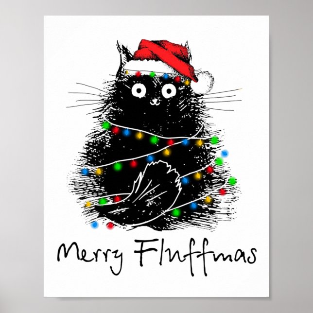 Cat Merry Fluffmas Cat Lover Weihnachtsgeschenk Poster (Vorne)