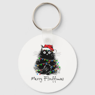 Cat Merry Fluffmas Cat Lover Weihnachtsgeschenk Schlüsselanhänger
