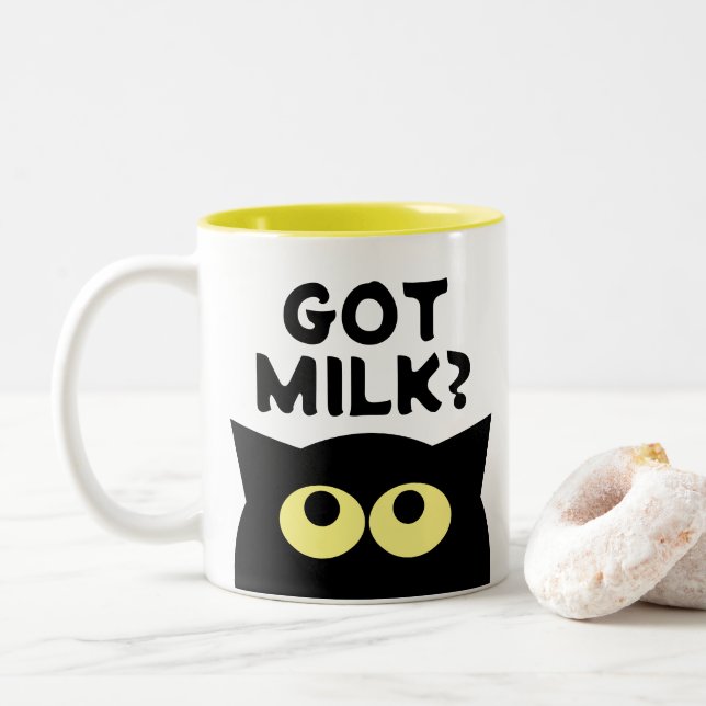 Cat Milk? lustiges Cat Mem Kaffeekaffee Tasse Gesc (Mit Donut)