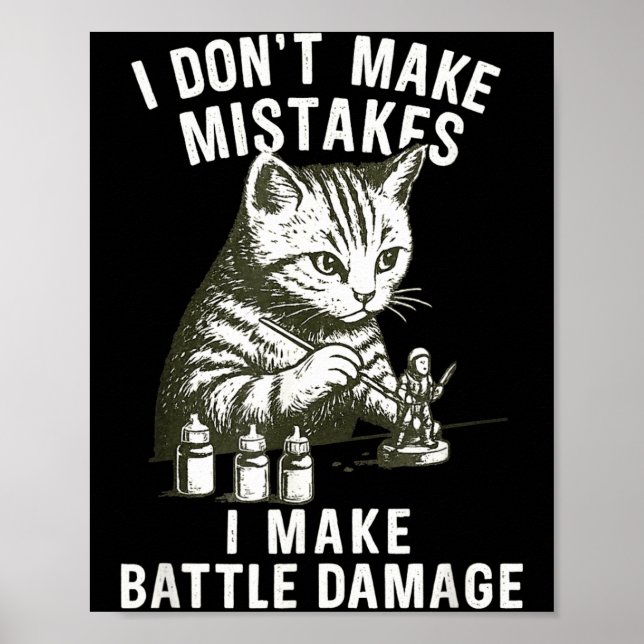 Cat Miniature Painter Battle Damage Funny Miniatur Poster (Vorne)