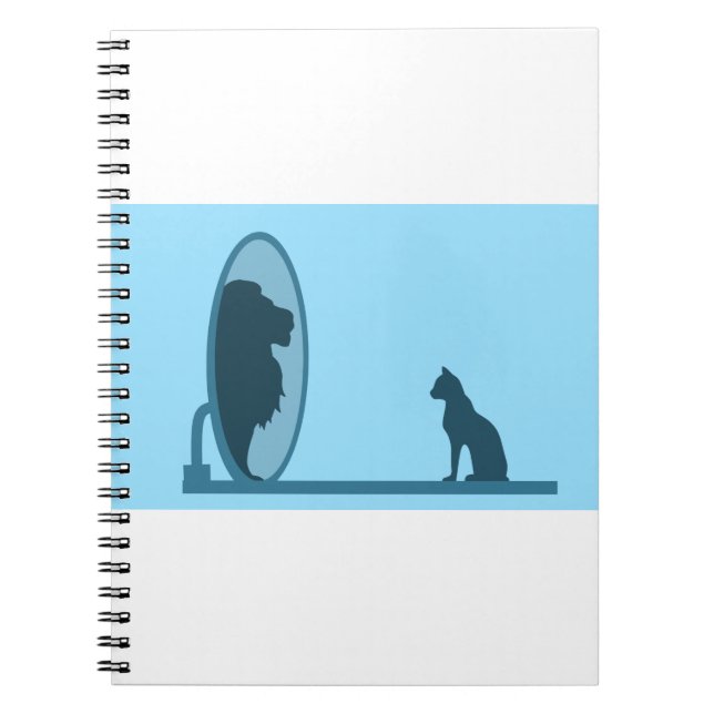 Cat Mirror Lion Reflection Confidence Motivation Notizblock (Vorderseite)