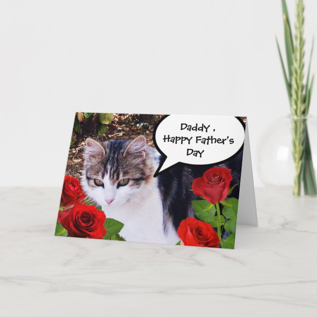 CAT MIT ROTE ROSEN, VATER-TAG KARTE (Vorderseite)