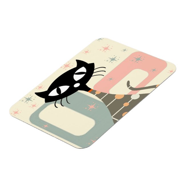 Cat Mitte des Jahrhunderts Moderne Magnet (Linke Seite)