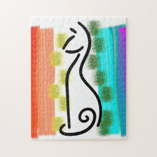 Cat Mitte des Jahrhunderts Puzzle