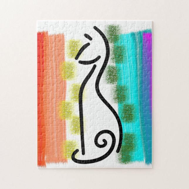 Cat Mitte des Jahrhunderts Puzzle (Vertikal)