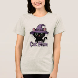 Cat Mom Black Cat Witch Hat Cute Women T-Shirt Cat Tri-Blend Shirt
