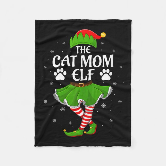 Cat Mom Elf Christmas Family Girls Women Elf Squad Fleecedecke (Vorderseite)