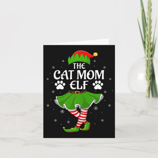 Cat Mom Elf Christmas Family Girls Women Elf Squad Karte (Vorderseite)