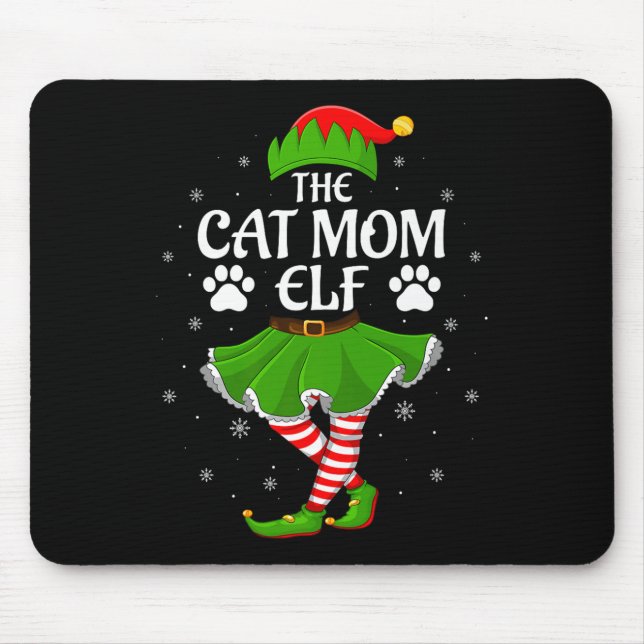 Cat Mom Elf Christmas Family Girls Women Elf Squad Mousepad (Vorne)