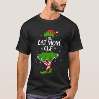 Cat Mom Elf Christmas Family Girls Women Elf Squad T-Shirt