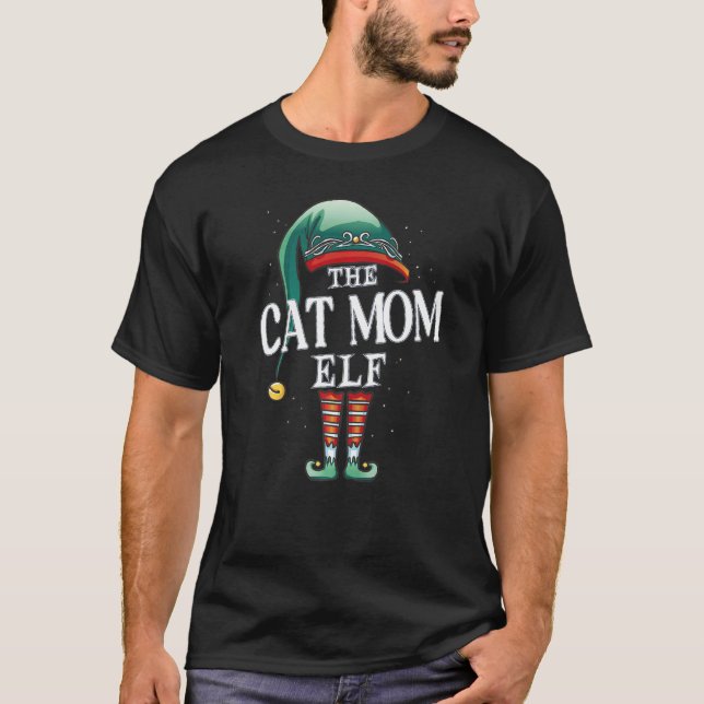 Cat Mom Elf Christmas Group Xmas Pajama Party T-Shirt (Vorderseite)