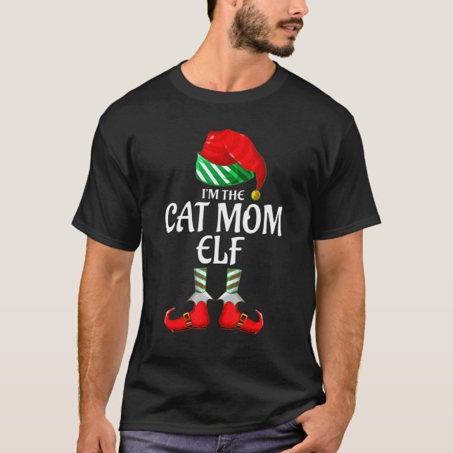 Cat Mom Elf Group Matching Family Christmas T-Shirt (Vorderseite)