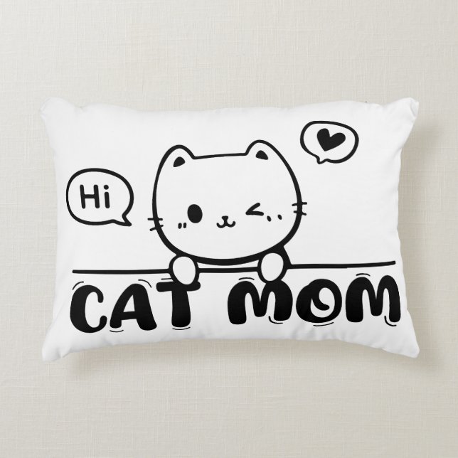 cat mom funny cute black gift lover Accent Pillow Dekokissen (Vorderseite)