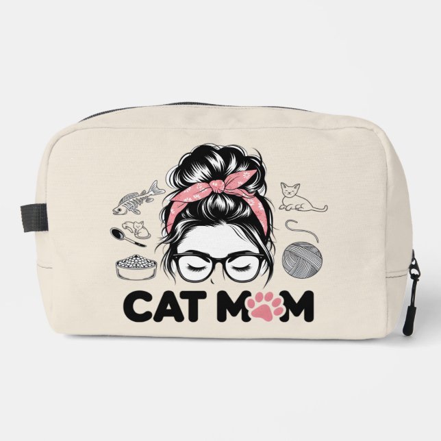 "Cat Mom" Funny Cute Cat Lover Women Dopp Kit Waschbeutel (Vorderseite)