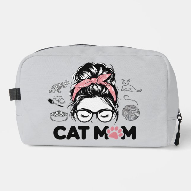 "Cat Mom" Funny Cute Cat Lover Women Dopp Kit Waschbeutel (Vorderseite)