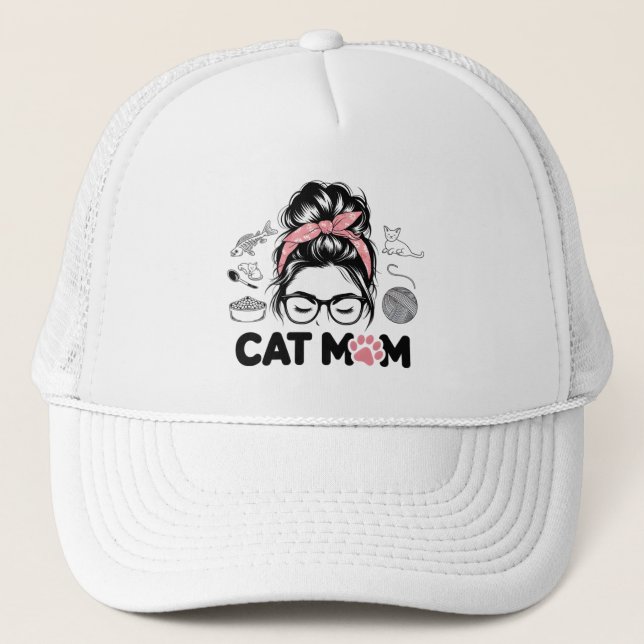 "Cat Mom" Funny Cute Cat Lover Women Truckerkappe (Vorderseite)