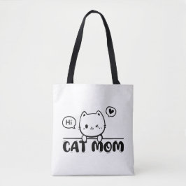 cat mom funny cute gift lover black Tote