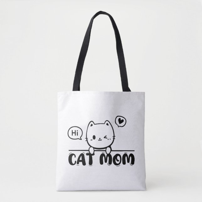 cat mom funny cute gift lover black Tote (Vorderseite)