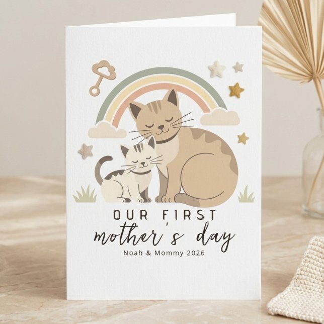 Cat Mom Kitten First Mother’s Day Soft Pastel Karte (Von Creator hochgeladen)