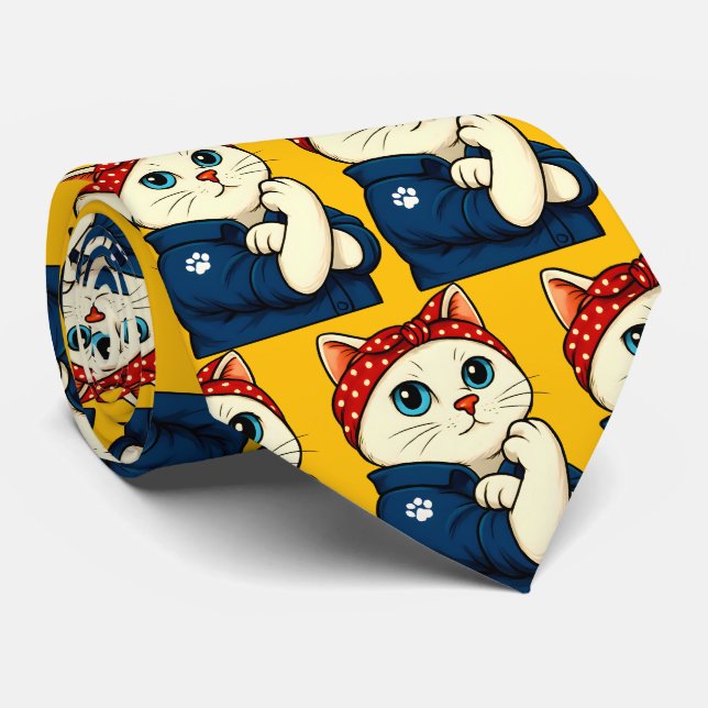 Cat Mom Muttertag Krawatte (Gerollt)