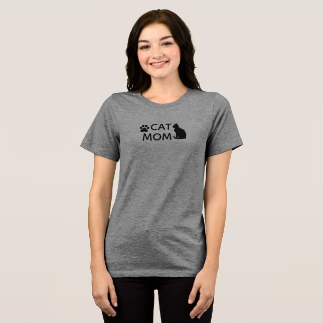 CAT MOM Paw Print T-Shirt | Women's Heather Grey Tri-Blend Shirt (Vorderseite voll)