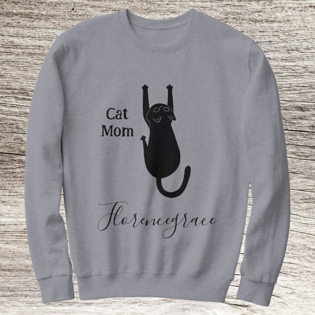 Cat Mom Pet Lover Script Name Personalized Grey Sweatshirt (Von Creator hochgeladen)