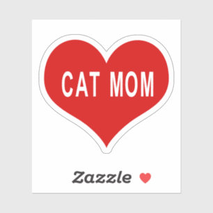 CAT MOM Rotes Herz aus Vinyl-Aufkleber Aufkleber
